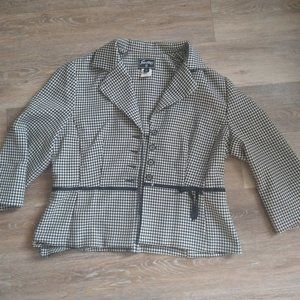 Sweet Suit Thin Blazer Black and White Herringbone 16